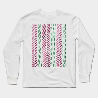 Abstract herringbone pattern - pink and green Long Sleeve T-Shirt